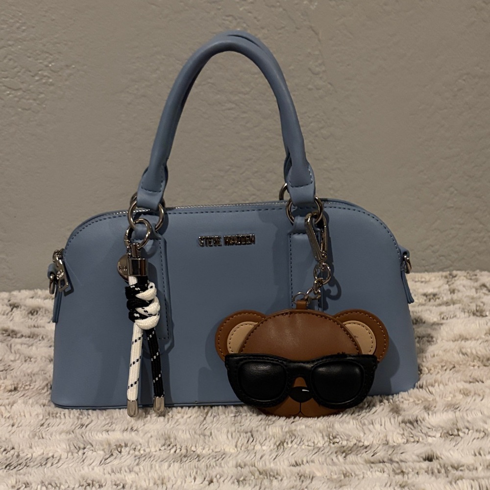 Steve Madden Light Blue Satchel with Bear Charm